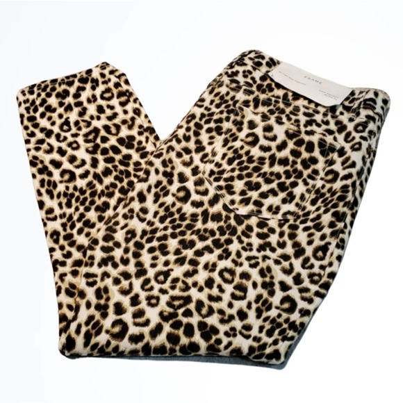 Frame Denim Denim - Frame Ali Leopard Print High Rise Skinny Fit Cigarette Leg Jeans New With Tags